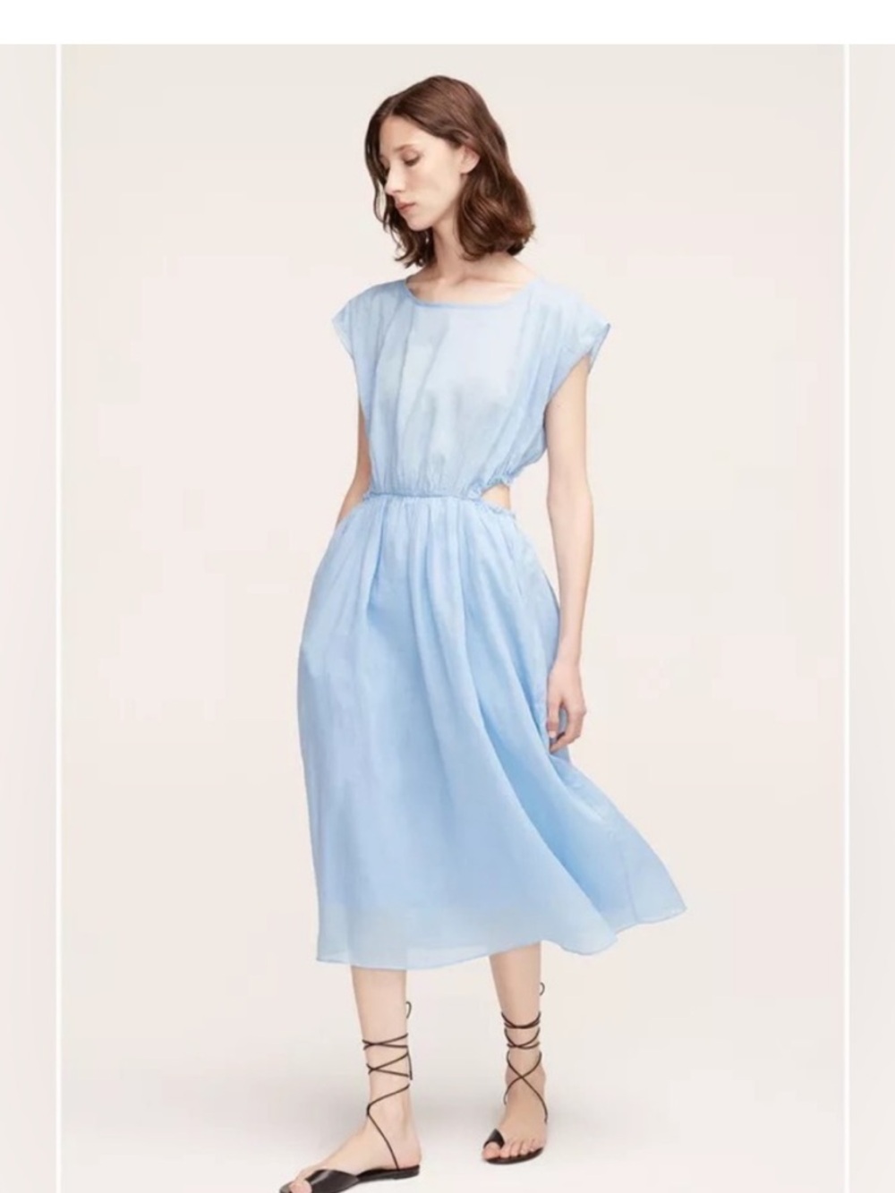 Rebecca Taylor Light Blue Women's Midi Dress in Ramie